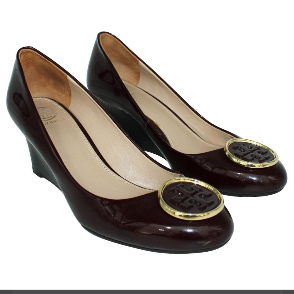 Tory Burch burgundy wedges